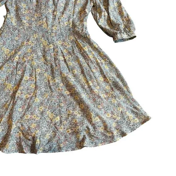 Quanta du Soleil Dainty Floral Print Dress Puff Sleeves Mini Size 36 EU Small - Picture 7 of 12